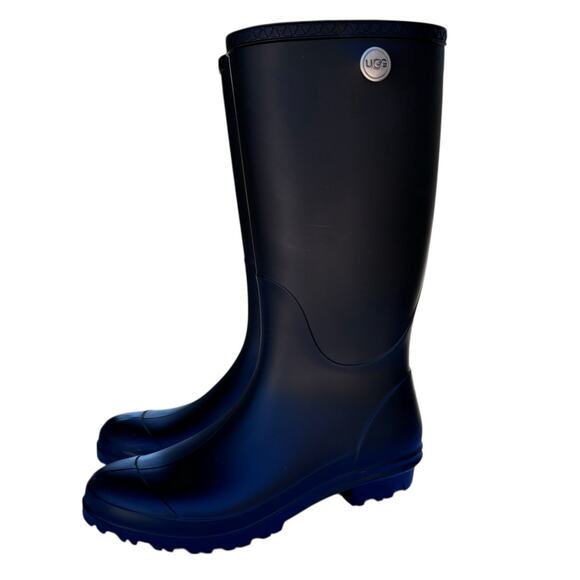Ugg Shelby Matte Rubber Boots US Size 8 Sheepskin Insole! Rain Boot Wellies - Picture 1 of 9